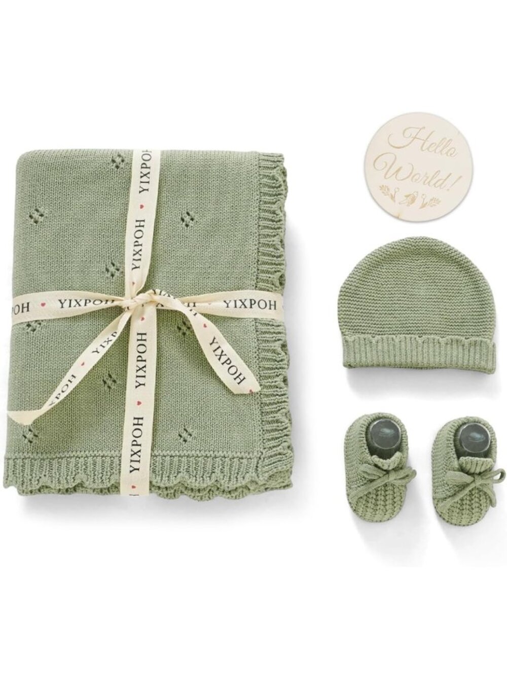 Cozy Organic Cotton Baby Blanket, Knit Beanie & Booties Set - Perfect Gift!